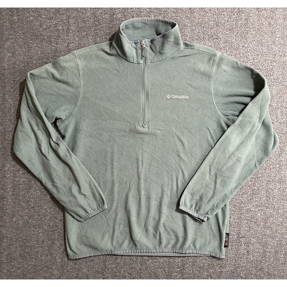 Columbia Sweater Men's 1/4 Zip Up Pull Over Teal Blue Knit Mock Neck Size S